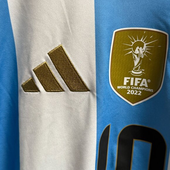 Adidas Argentina Soccer Jersey Mens 2XL Striped Messi #10 World Cup 2022 NEW - Picture 9 of 15